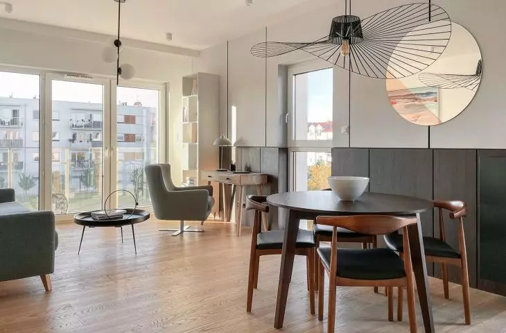 Open living area consists of dining room, kitchenette and living room