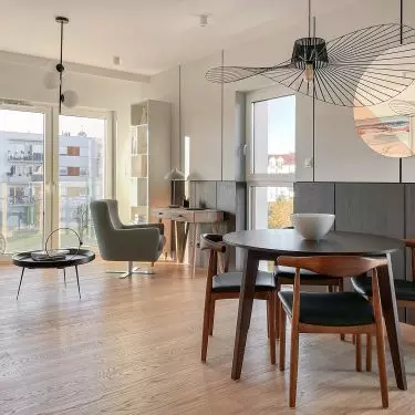 Open living area consists of dining room, kitchenette and living room