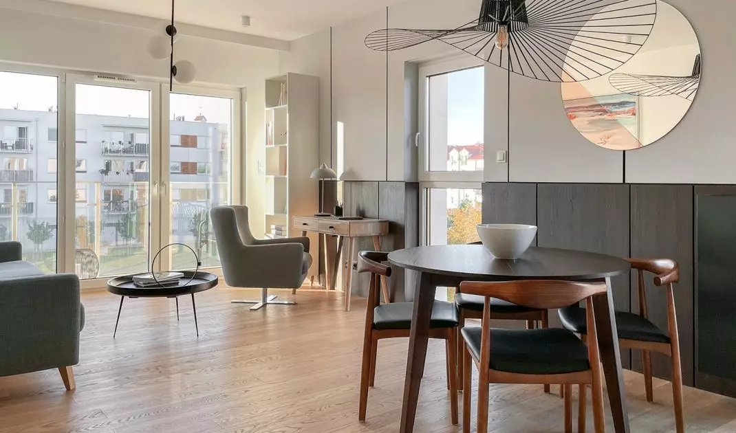 Open living area consists of dining room, kitchenette and living room