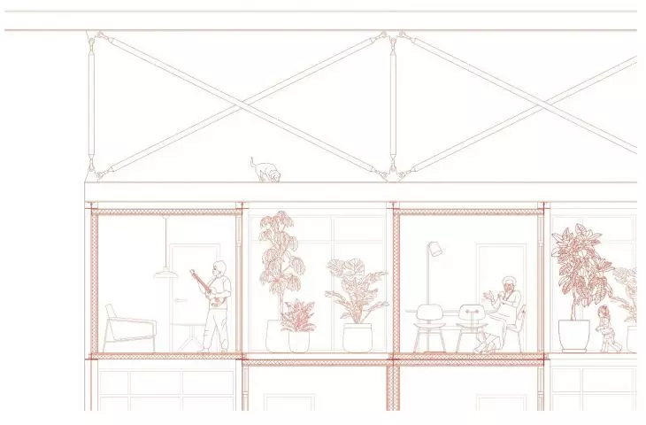Cross-section of a section of the designed facility