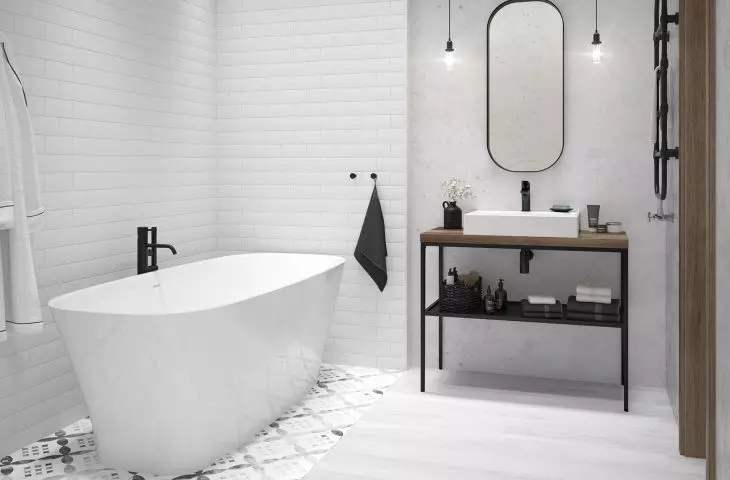 Oval freestanding bathtub of Natur Mineral series available in size from 70x160 cm