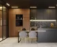 Kitchen with island and Opal showcase 