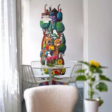 The second mural adorns a wall in the kitchen and dining room