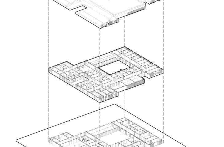 Senior citizen home, axonometry 