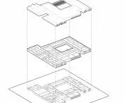 Senior citizen home, axonometry 