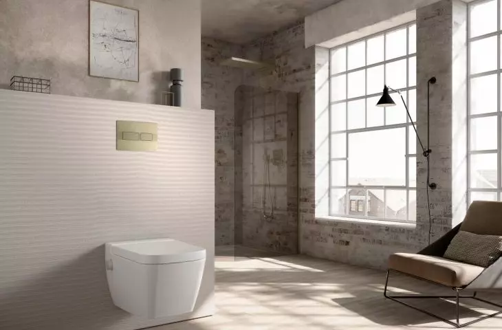 A suspended toilet will fit perfectly into an industrial setting
