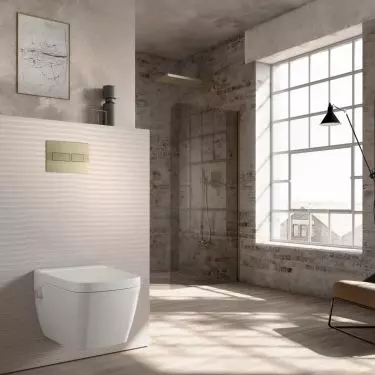 A suspended toilet will fit perfectly into an industrial setting