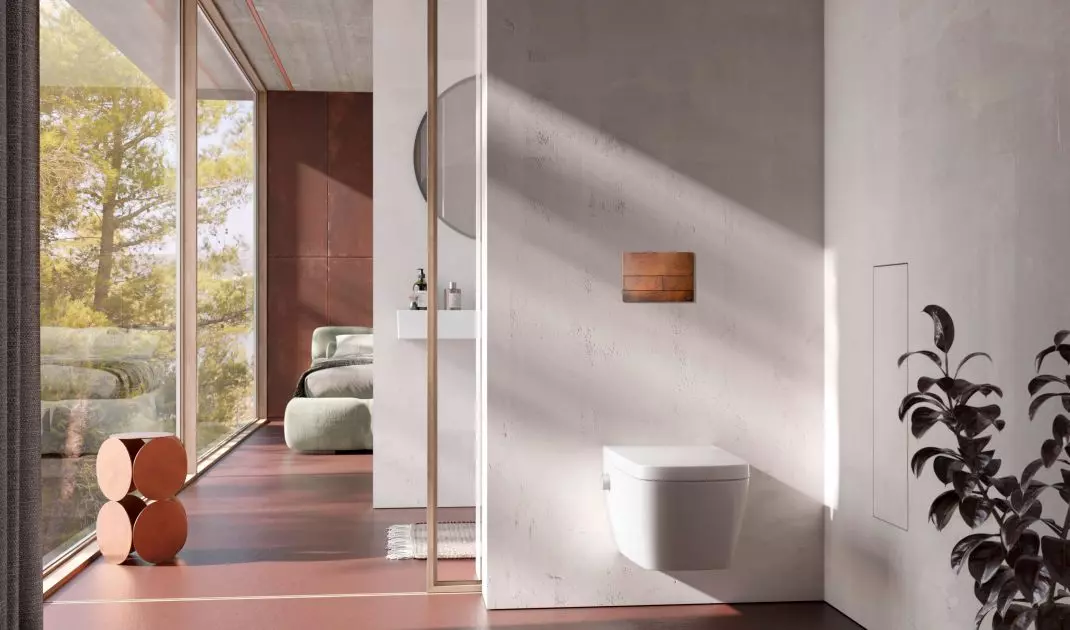 An interesting flush button can be a bathroom decoration