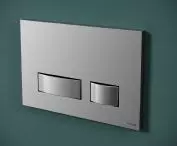 The geometry of the bipartite flush buttons from the MOVI II collection suits interiors designed in a minimalist style.