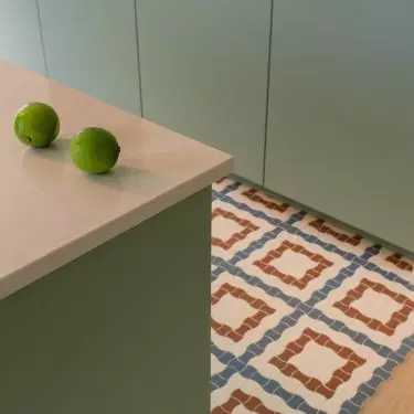 Wooden parquet goes into ornate corsets