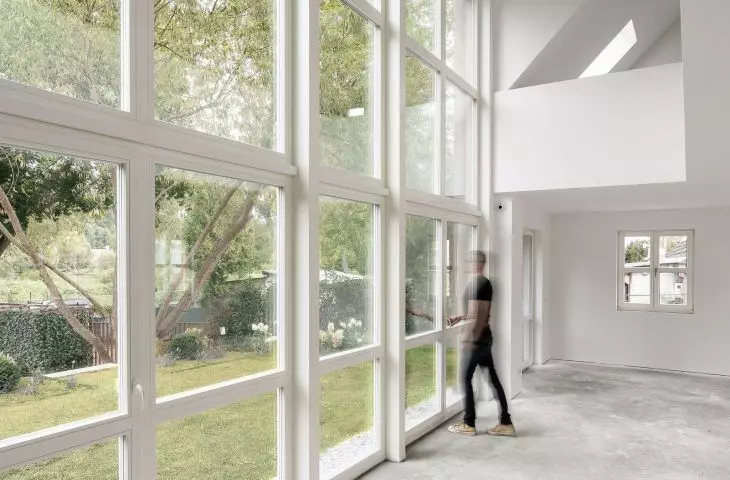 From the garden, the building got a more modern look