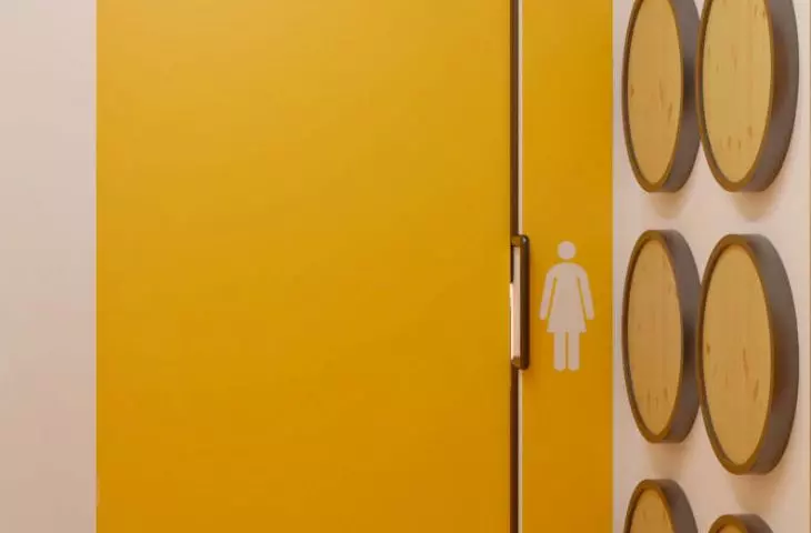 wizualizacja wnętrza szkoły, toalety