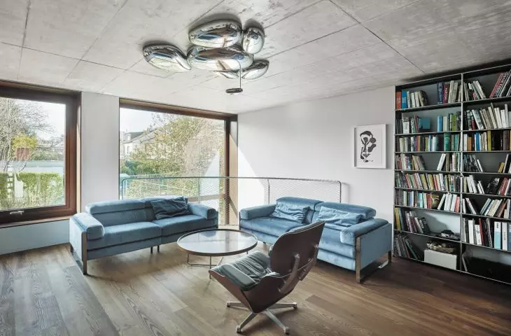 living room on the second floor level overlooking the garden