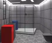 Projekt wnętrza łazienki w domu jednorodzinnym, proj. Weronika Cięciwa
