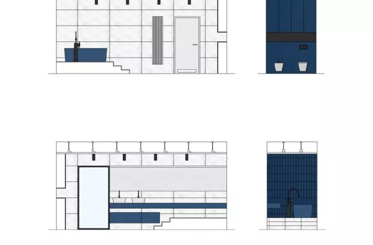 Projekt wnętrza łazienki w domu jednorodzinnym, proj. Angelika Grzywa