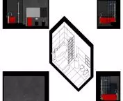 Projekt wnętrza łazienki w domu jednorodzinnym, proj. Michał Kozik