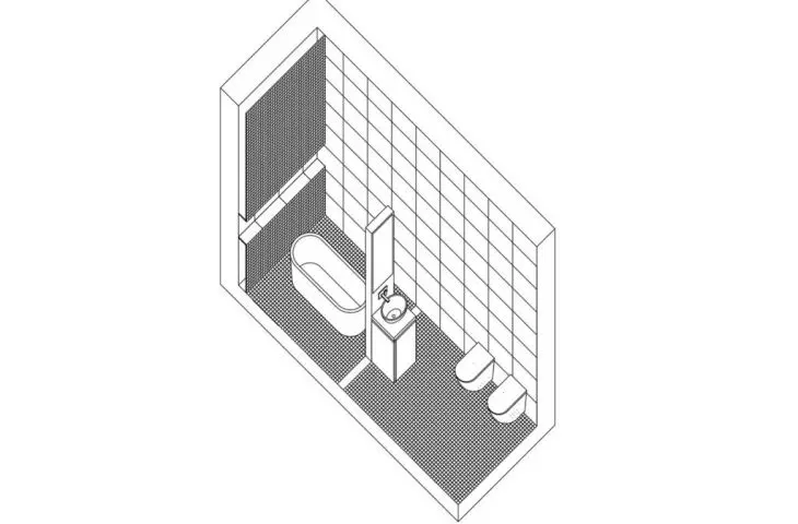 Projekt wnętrza łazienki w domu jednorodzinnym, proj. Sara Natkaniec