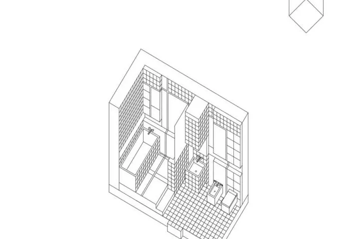 Projekt wnętrza łazienki w domu jednorodzinnym, proj. Wiktoria Sarzyńska