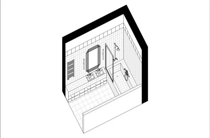 Projekt wnętrza łazienki w domu jednorodzinnym, proj. Anna Szerszeń