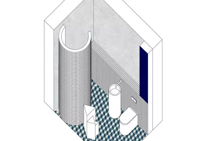 Projekt wnętrza łazienki w domu jednorodzinnym, proj. Aleksandra Wołek