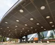 Welded metal grid ceilings in Kielce Bus Station, architect: Kaminski Bojarowicz Architects 