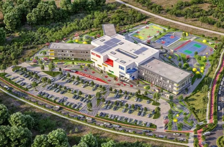 poglądowa wizualizacja szkoły na Strzeszynie, proj.: Biuro Projektowe i Nadzór Budowlany Marcin Bartoś