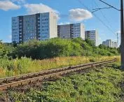 railroad line crosses Kolobrzeg into two separate parts