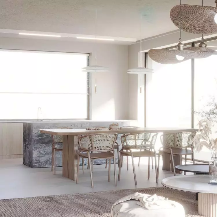 The different parts of the open living area gently intermingle