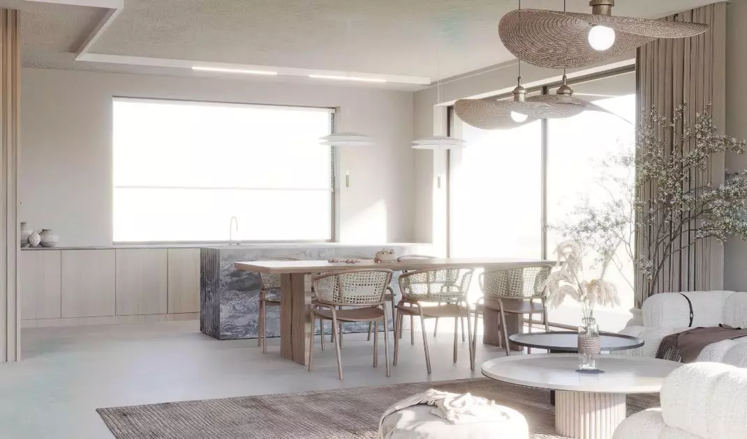The different parts of the open living area gently intermingle