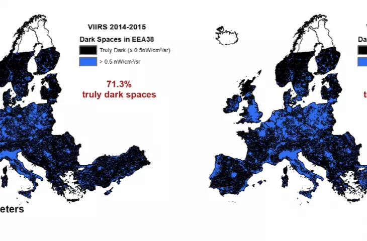 Mapy przedstawiające prawdziwie ciemne przestrzenie w UE