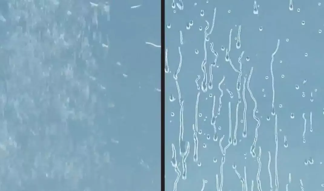 Comparison - on the left regular glass, on the right glass with a special hydrophobic layer