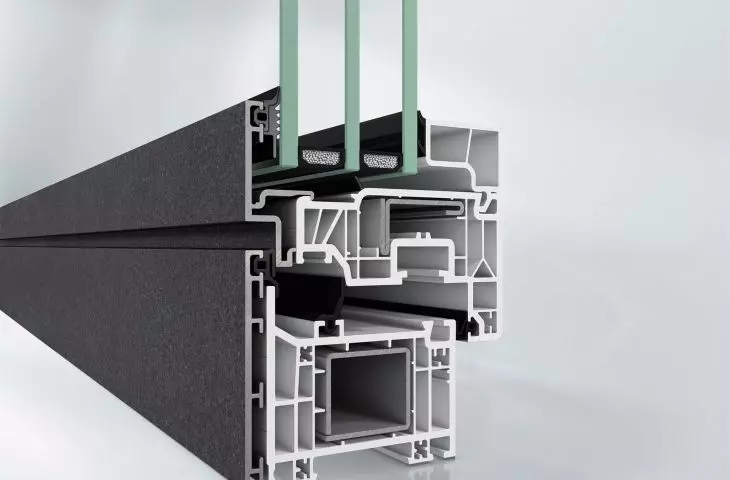 Przekrój przez profil tworzywowo-aluminiowy Schüco Symbiotic 