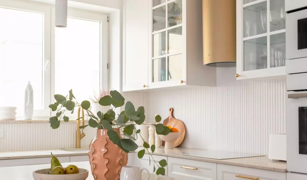 The architect decided to knock down a wall in the kitchen and add an island