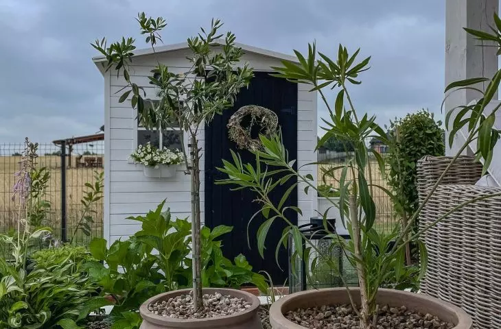 Aranżację uzupełniają dodatki w stylu farmhouse i boho