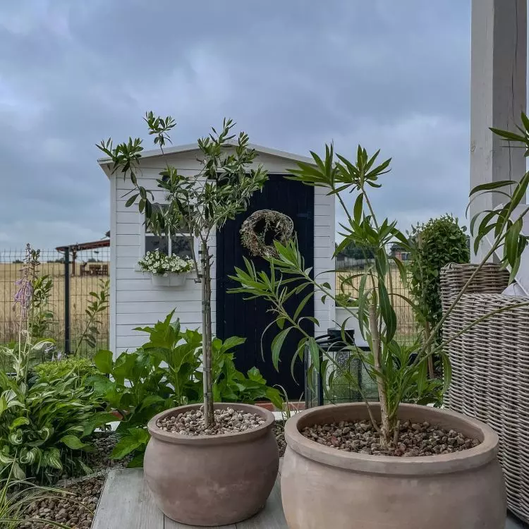 Aranżację uzupełniają dodatki w stylu farmhouse i boho