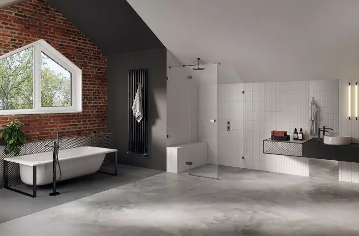 Kabina Avexa Gunmetal Brushed ze skosem i murkiem w programie Na Wymiar 