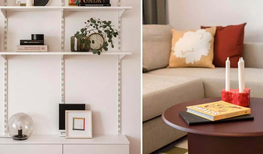 The furniture has a function to adjust the number and distribution of shelves