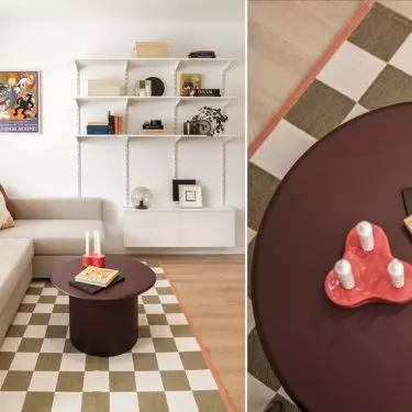 Raw furniture has been warmed up with accessories