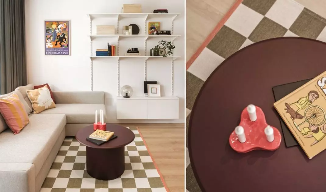 Raw furniture has been warmed up with accessories