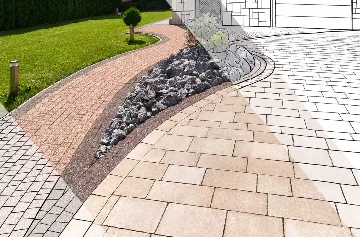 Via Strada pastello i Granit płukany pomarańczowy