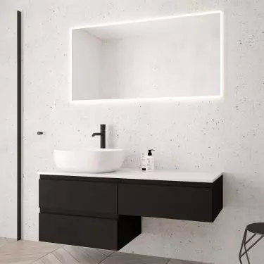 Vernal - bathroom furniture set with countertop, matte black/gloss white (68236300)