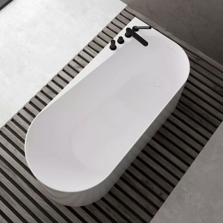 Ksuro 04 - freestanding bathtub 160x74 cm oval black matte (32003030)