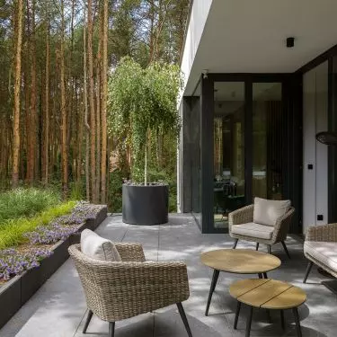 The villa has two covered terraces