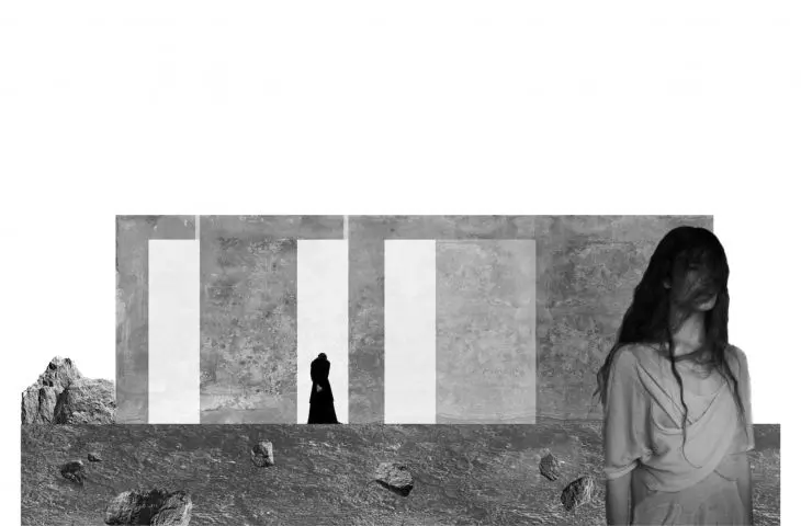 The authors of the premise wanted to stimulate negative feelings by narrowing the corridor, limiting light access and surfaces cast in raw concrete