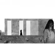 The authors of the premise wanted to stimulate negative feelings by narrowing the corridor, limiting light access and surfaces cast in raw concrete
