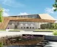 Office building with overlay facade on Schüco AOC.TI timber structure with minimum profile face widths 