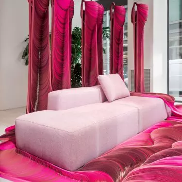 One of the two pieces of furniture used to create the installation was a modular sofa