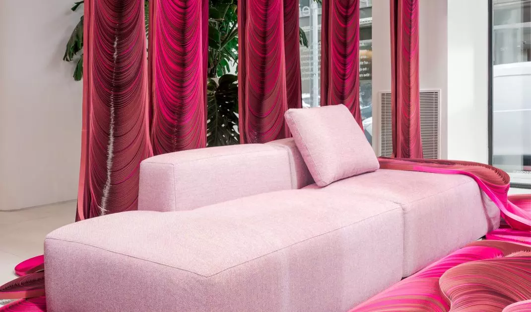 One of the two pieces of furniture used to create the installation was a modular sofa