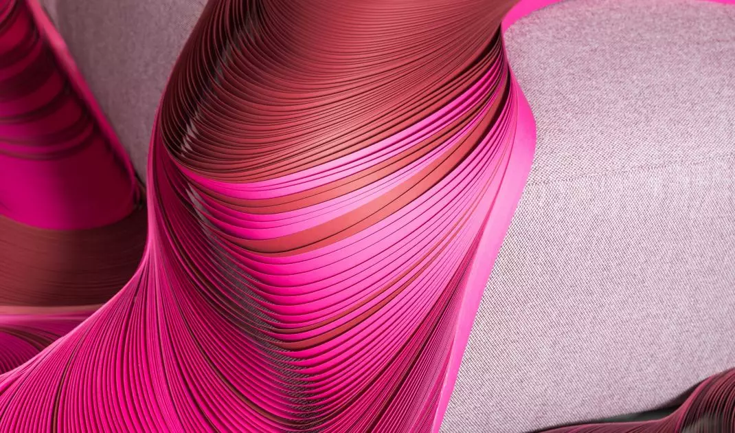 Elements of the installation resemble flower petals