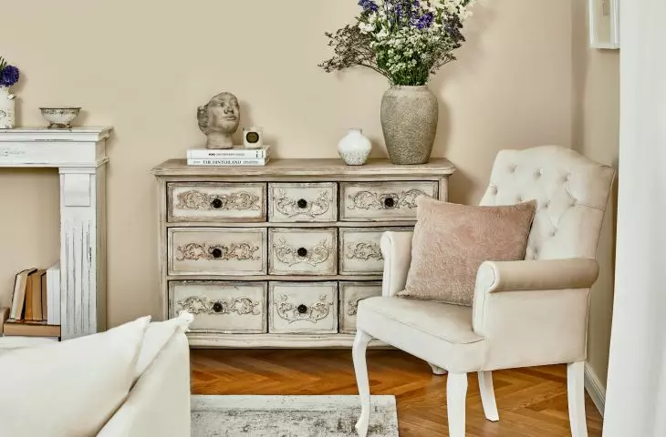 Decorative wooden furniture will add a rustic touch